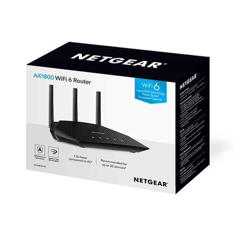 Netgear AX1800 RAX10 4-Stream Dual-Band WiFi 6 Router - Black (RAX10-100AUS)