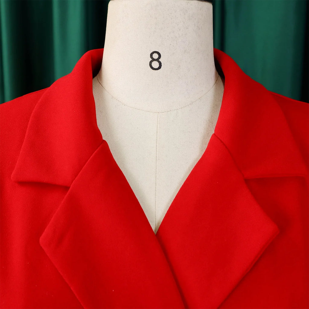 Elegant Dresses for Woman 2024 Autumn Winter New Trends Notched Collar Full Sleeve Sashes Pleated Mid Calf Solid Fashion Dress