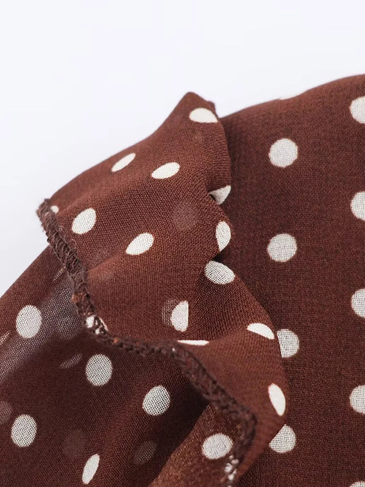 New European-style women's fashion dress: stylish and versatile, featuring layered decoration and long sleeves with polka dot pa